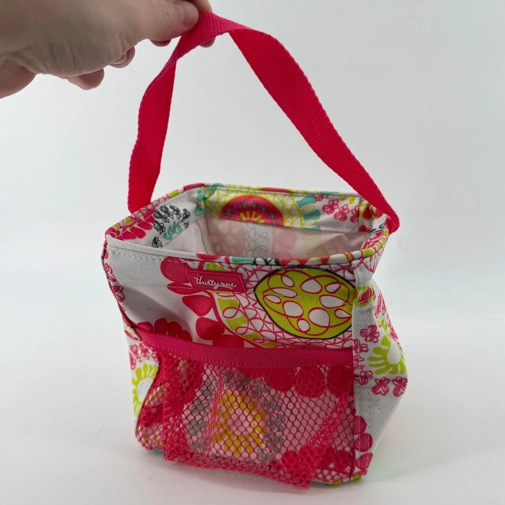 Thirty One Littles Carry All Caddy Floral Print Pink White‎ Green Mesh Pocket